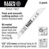 Klein Tools 8" L x Metal, Wood Cutting Saw Blades, Reciprocating, 10/14 TPI, 8", PK5 31741